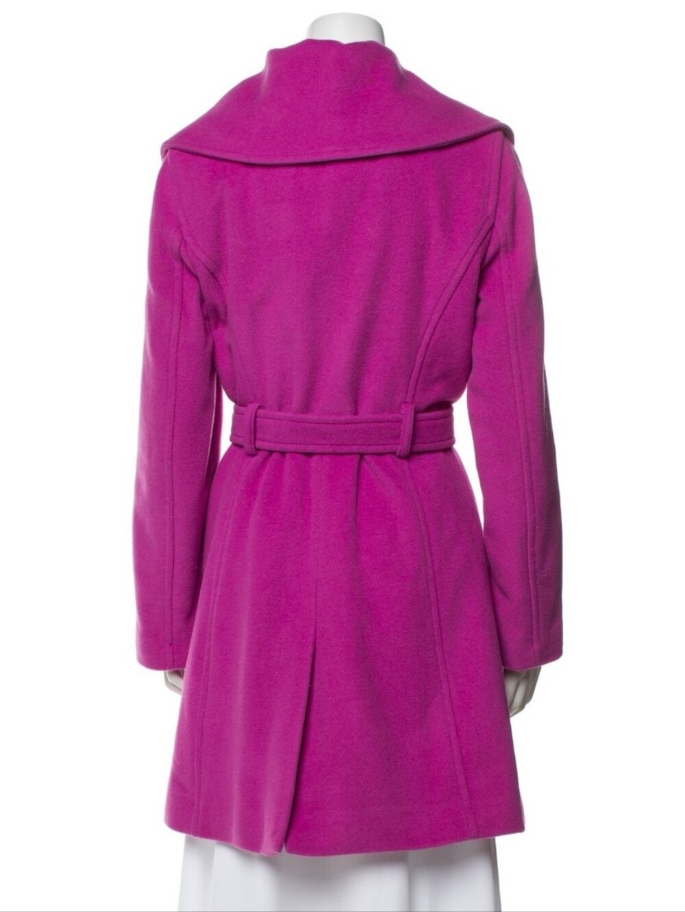 COACH 1941 Magenta Wool Blend Belted Coat with Pale Pink Signature C Lining - Picture 5 of 9